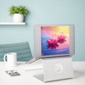 Abstrakter Lotus pink Aufkleber (Laptop auf Schreibtisch)