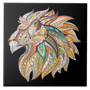 abstrakter Löwe in lebendiger Farbe Fliese