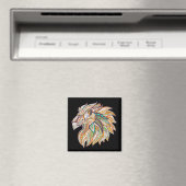 abstrakter Löwe in lebendiger Farbe Magnet (In Situ (Geschirrspüler))