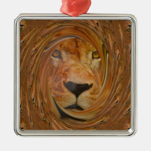 Abstrakter Löwen-Safari-Kunstausdruck Silbernes Ornament