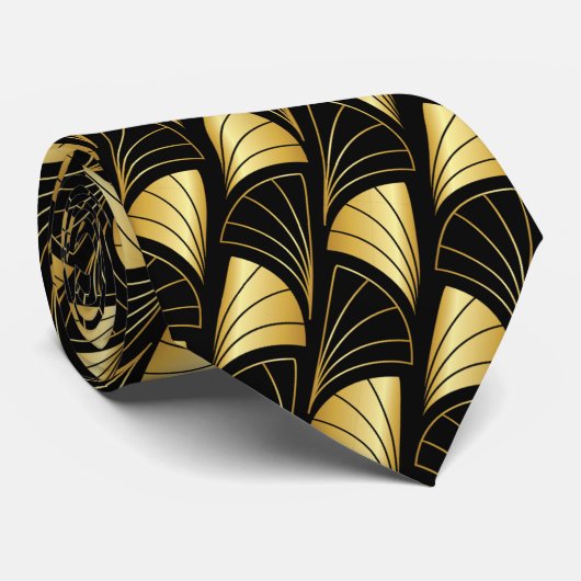 Abstrakter Lüfter Gradient Gold Vector Pattern Sch Krawatte (Gerollt)