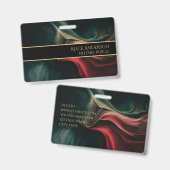 Abstrakter Luxus schwarz-grün goldfarben Ausweis (Vorder- & Rückseite)