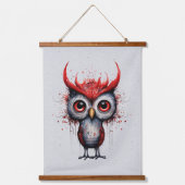 Abstrakter Mad Bird in Rot und Schwarz Wandteppich Mit Holzrahmen (Vorderseite)