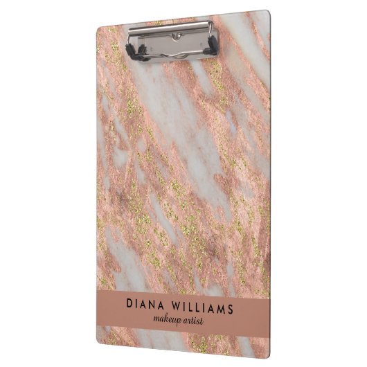 Abstrakter Makeup-Künstler aus rosa Marmor Klemmbrett (Links)