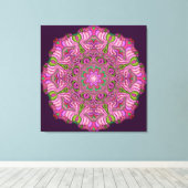 Abstrakter Mandala Canvas-Druck Rosa-Pop Leinwanddruck (Insitu (Holzboden))