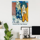 Abstrakter Mann auf Handy, Text bearbeiten Poster (Heimbüro)