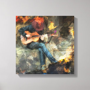 Abstrakter Mann, der Gitarre spielt - Wandkunst-De Leinwanddruck