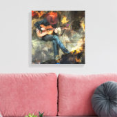 Abstrakter Mann spielt Gitarre - Wand Art Decor. Leinwanddruck (Insitu (Wohnzimmer))