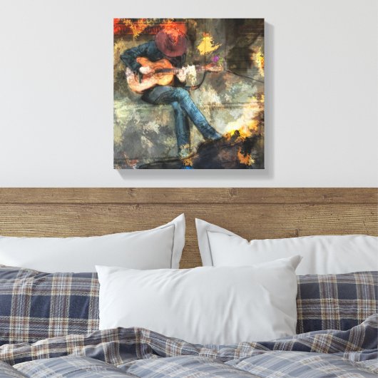 Abstrakter Mann spielt Gitarre - Wand Art Decor. Leinwanddruck (Insitu (Schlafzimmer))