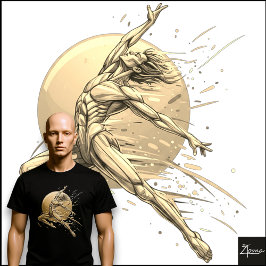 Abstrakter männlicher Tänzer Neon springende Figur T-Shirt