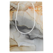 Abstrakter Marmor aus schwarzem Orange mit Goldfol Mittlere Geschenktüte (Vorderseite)