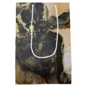 Abstrakter Marmor aus schwarzem Orange mit Goldfol Mittlere Geschenktüte (Rückseite)