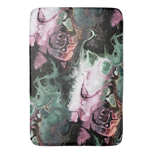 Abstrakter Marmor aus schwarzem, rosa und graugrün Badematte (Vorderseite Vertikal)