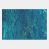 Abstrakter Marmor, blau-gelb, mosaik Fluid Art Geschenkpapier Set (Vorderseite 3)