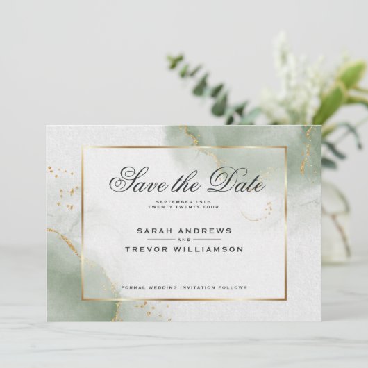 Abstrakter Marmor im Mutchsäge Save the Date Einladung (Stehend Vorderseite)