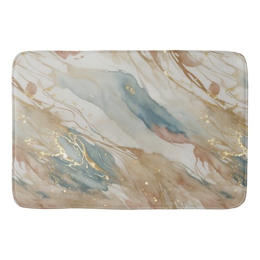 Abstrakter Marmor in Beige & Blau Badematte (Vorderseite)