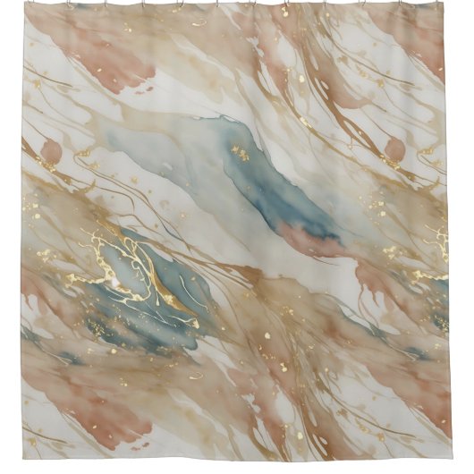 Abstrakter Marmor in Beige & Blau Duschvorhang (Vorderseite)