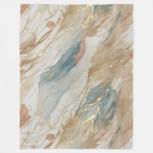 Abstrakter Marmor in Beige & Blau Fleecedecke (Vorderseite)