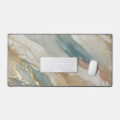 Abstrakter Marmor in Beige & Blau Schreibtischunterlage (Tastatur & Maus)