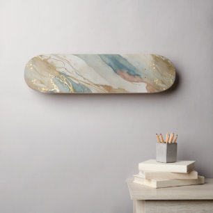 Abstrakter Marmor in Beige & Blau Skateboard