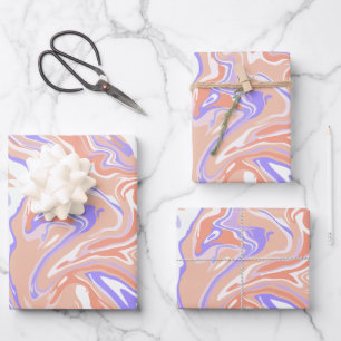 Abstrakter Marmor in Peach & Lavender Geschenkpapier Set