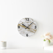 Abstrakter Marmor Inspiriert White Gold WALL CLOCK Runde Wanduhr (Zuhause)