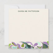 Abstrakter Marmor Kunst Lila Grün Personalisiert Mitteilungskarte (Vorderseite)