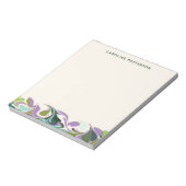 Abstrakter Marmor Kunst Lila Grün Personalisiert Notizblock (Rotiert)