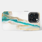 Abstrakter Marmor mit blau-weißem Anstrich iPhone Hülle (Rückseite (Horizontal))