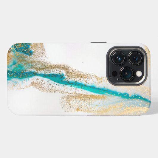 Abstrakter Marmor mit blau-weißem Anstrich iPhone Hülle (Rückseite (Horizontal))