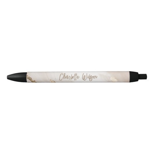 Abstrakter Marmor mit Golden Glitzer Monogramm Kugelschreiber (Vorderseite)