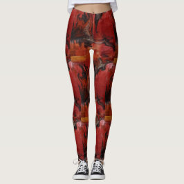 Abstrakter Marmor mit wiederholtem rotem Kohlemust Leggings