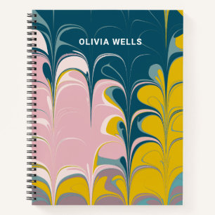 Abstrakter Marmor Modernes Ebru Aquamarin Personal Notizblock