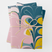 Abstrakter Marmor Modernes Ebru Muster Aquamarin u Geschenkpapier Set (Beispiel)