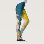 Abstrakter Marmor Modernes Ebru Muster Aquamarin u Leggings (Rechts)