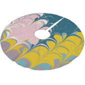 Abstrakter Marmor Modernes Ebru Muster Aquamarin u Polyester Weihnachtsbaumdecke (Schrägansicht)