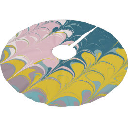 Abstrakter Marmor Modernes Ebru Muster Aquamarin u Polyester Weihnachtsbaumdecke