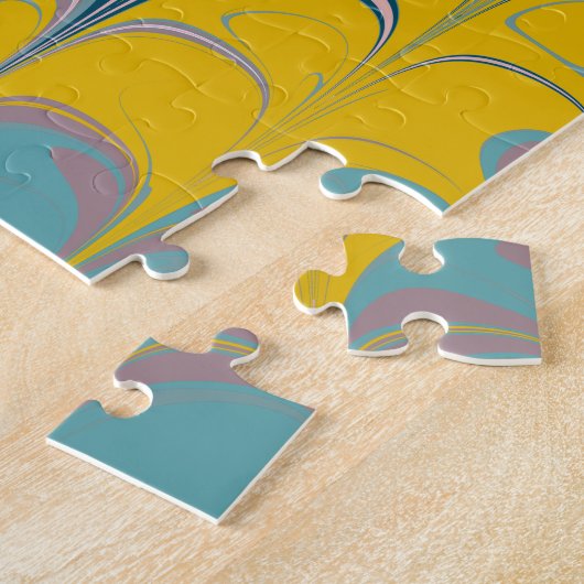 Abstrakter Marmor Modernes Ebru Muster Aquamarin u Puzzle (Seite)