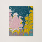 Abstrakter Marmor Modernes Ebru Muster Aquamarin u Puzzle (Vertikal)