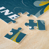 Abstrakter Marmor Modernes Ebru Muster Aquamarin u Puzzle (Seite)