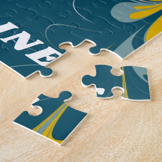 Abstrakter Marmor Modernes Ebru Muster Aquamarin u Puzzle (Seite)