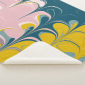 Abstrakter Marmor Modernes Ebru Muster Aquamarin u Sherpadecke (3/4)