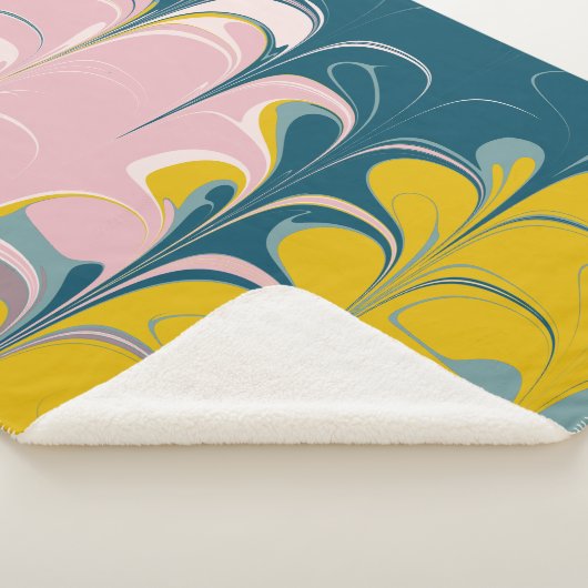 Abstrakter Marmor Modernes Ebru Muster Aquamarin u Sherpadecke (3/4)