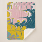 Abstrakter Marmor Modernes Ebru Muster Aquamarin u Sherpadecke (Vorderseite)