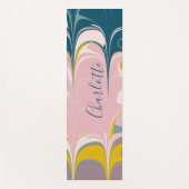 Abstrakter Marmor Modernes Ebru Muster Aquamarin u Yogamatte (Vorderseite)