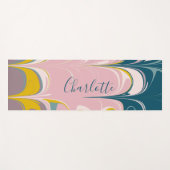 Abstrakter Marmor Modernes Ebru Muster Aquamarin u Yogamatte (Vorderseite (Horizontal))