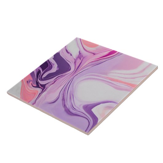 Abstrakter Marmor Rosa Lila Farbtöne Paint Splash Fliese (Seite)