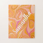 Abstrakter Marmor Swirl Puzzle<br><div class="desc">Abstraktes Marmordesign Gelborange Personalisiertes Jigsaw Puzzle</div>