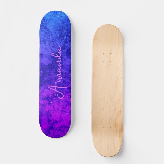 Abstrakter Marmor, texturiert, dunkle Pflaume Skateboard (Vorderseite)