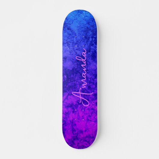 Abstrakter Marmor, texturiert, dunkle Pflaume Skateboard (Vorne)